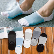 Men's Color Block Liner Anklet Socks 5 Pairs Cotton Blend Breathable Outdoor