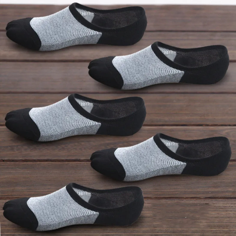 Men's Color Block Liner Anklet Socks 5 Pairs Cotton Blend Breathable Outdoor