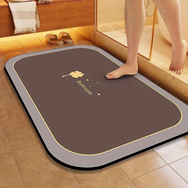 Black and Gold Diatomaceous Bathroom Mat Non-Slip Absorbent Fast-Drying Rug