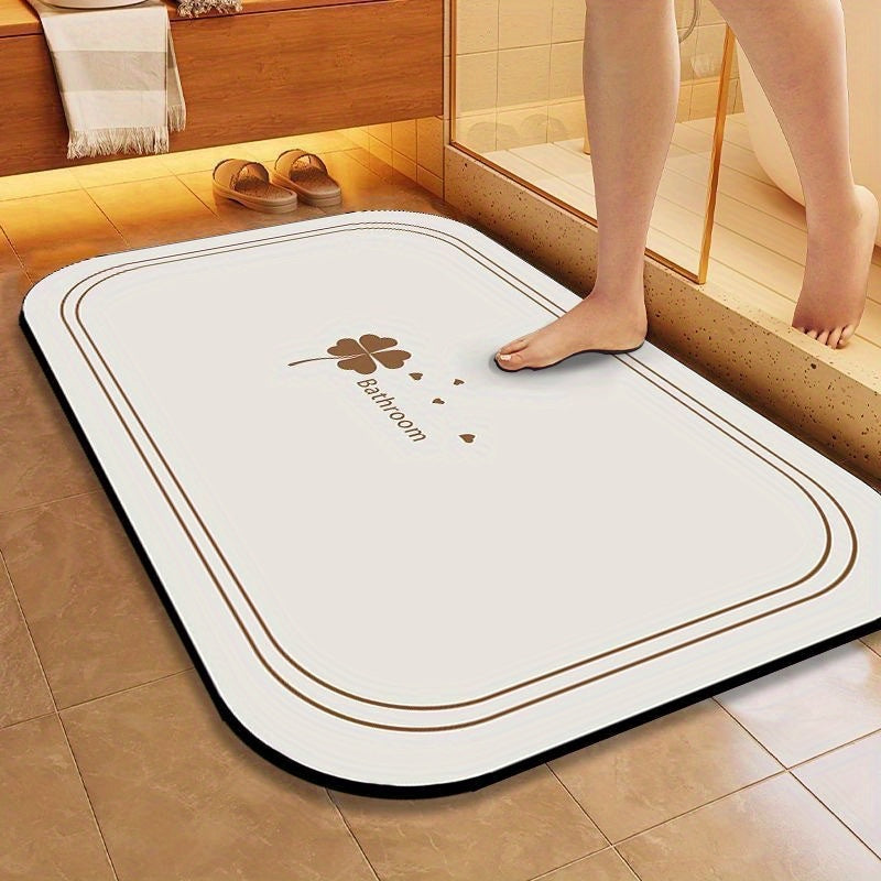 Black and Gold Diatomaceous Bathroom Mat Non-Slip Absorbent Fast-Drying Rug