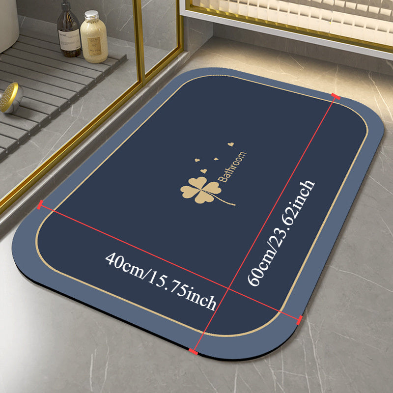 Black and Gold Diatomaceous Bathroom Mat Non-Slip Absorbent Fast-Drying Rug