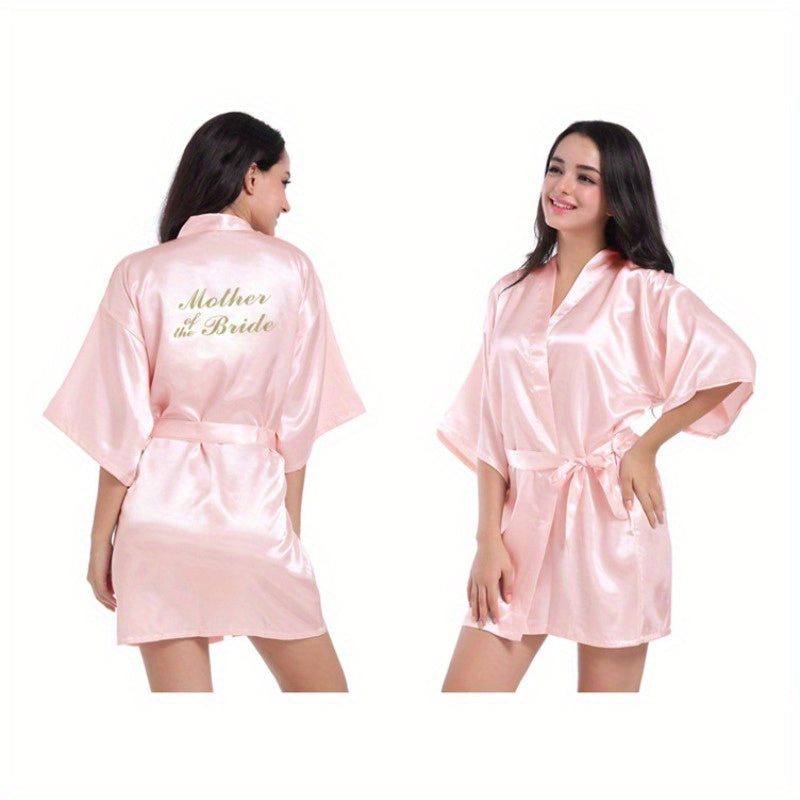 Silk Satin Bride Robe Set with Eye Mask and Scrunchie Monogram Sleepwear for Wedding Parties