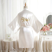 Silk Satin Bride Robe Set with Eye Mask and Scrunchie Monogram Sleepwear for Wedding Parties