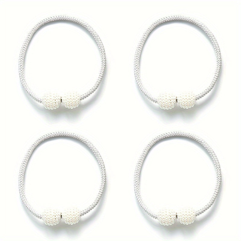 Set of 4 Magnetic Curtain Tiebacks with Artificial Pearl Balls for Elegant Home Decor