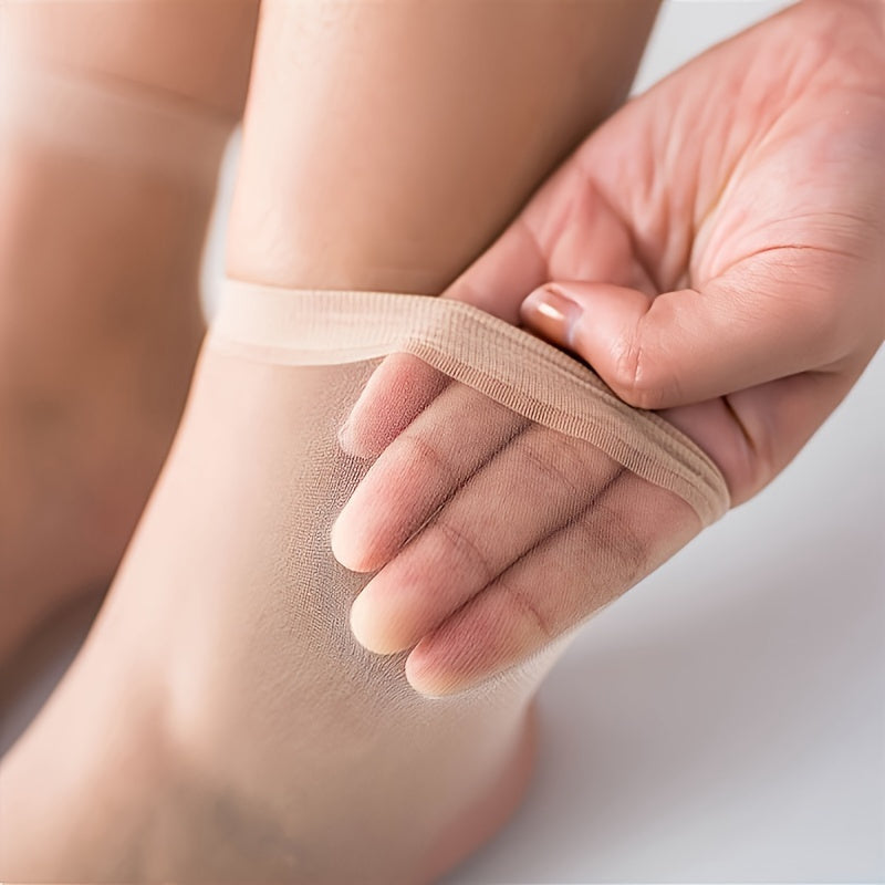 Women’s Solid Nylon Short Socks Pack of 10 Lightweight Elastic Mesh