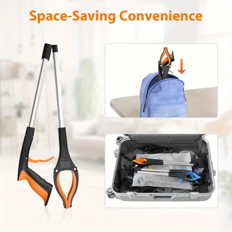 Heavy Duty 32-Inch Garbage Grabber with Rotating Clamp for Seniors Outdoor Use