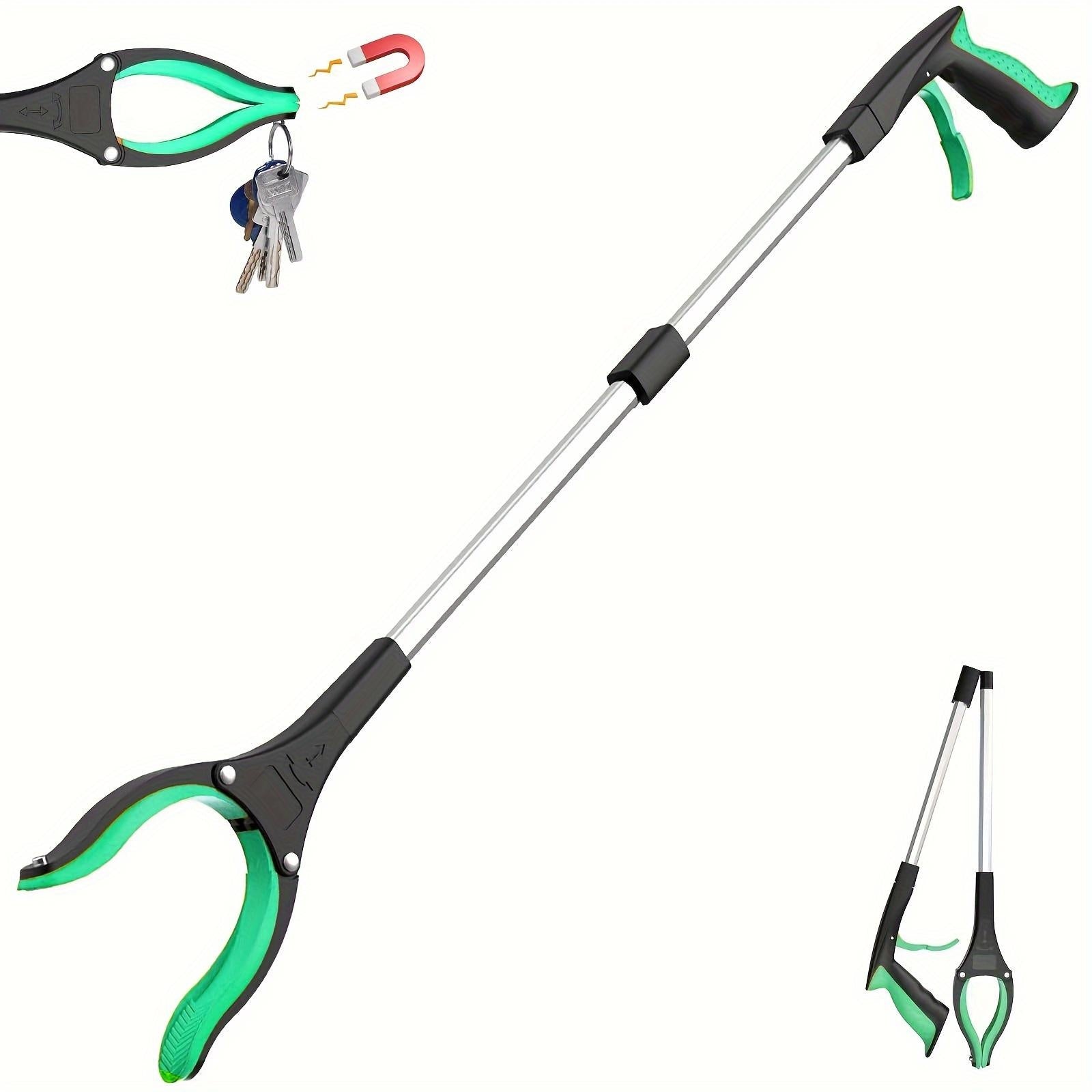 Heavy Duty 32-Inch Garbage Grabber with Rotating Clamp for Seniors Outdoor Use