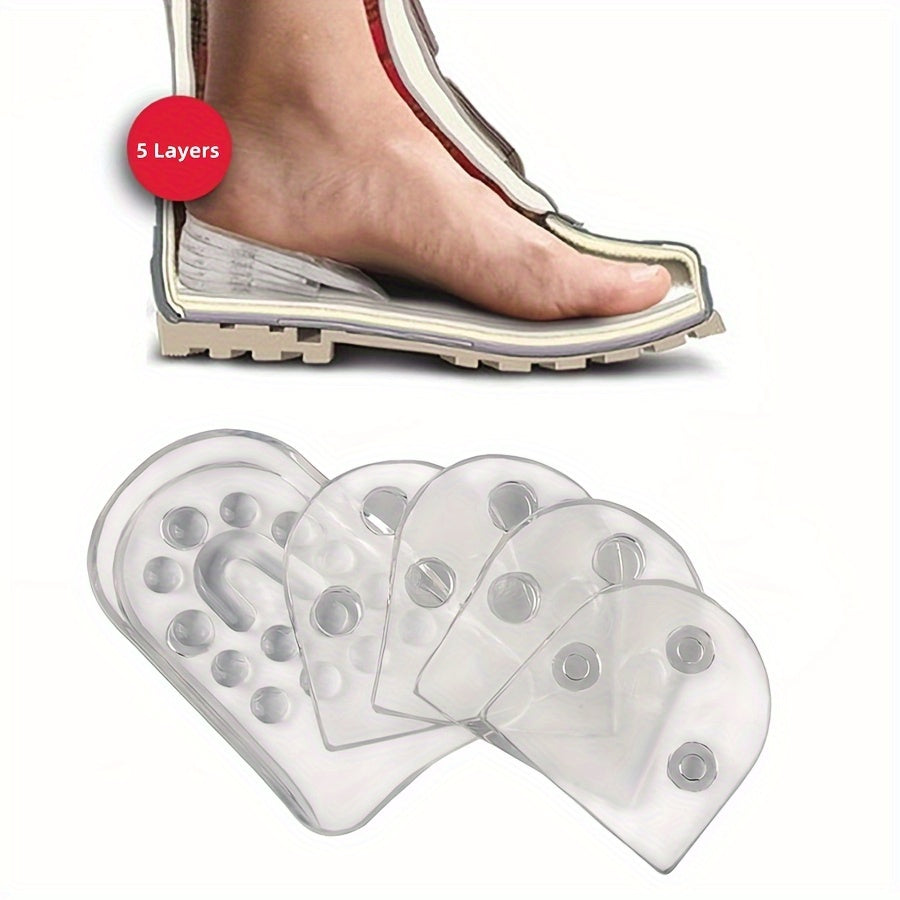 Unisex 5-Layer Adjustable Insoles Transparent Heel Cushions 2 Pack