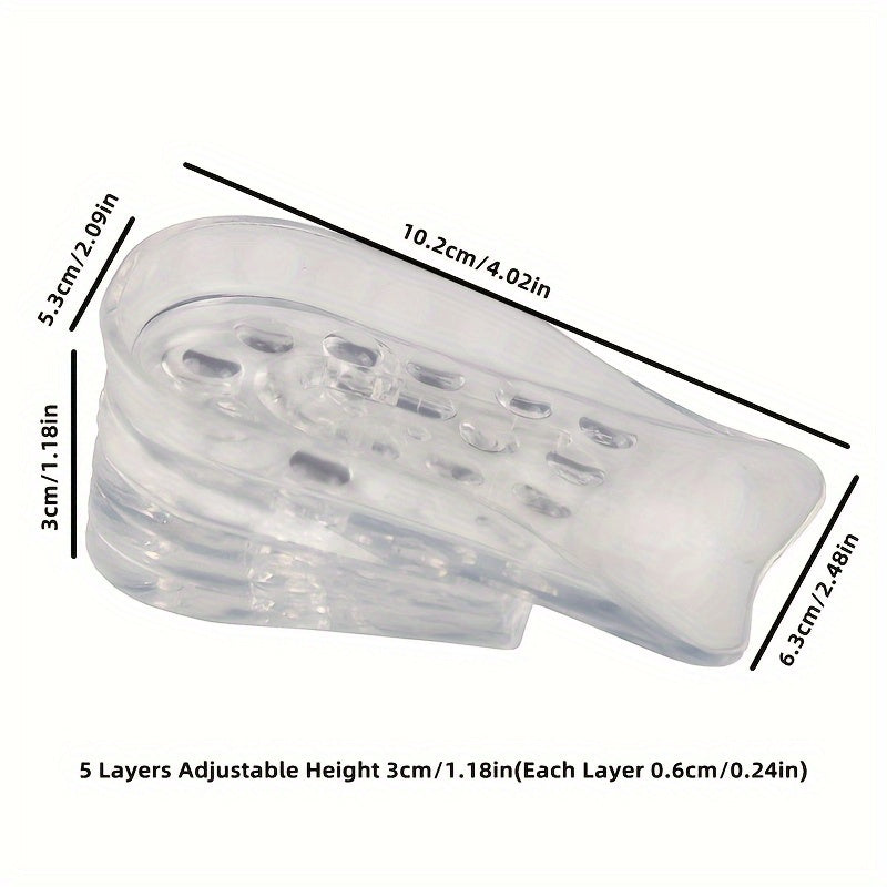 Unisex 5-Layer Adjustable Insoles Transparent Heel Cushions 2 Pack
