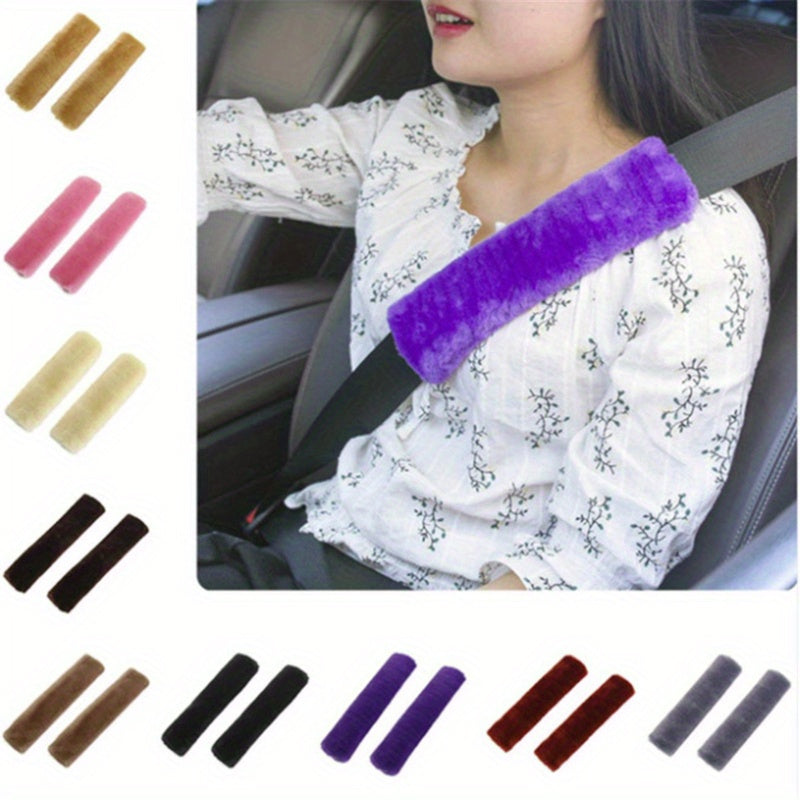 Unisex Plush Car Safety Belt Covers Shoulder Protectors Winter Interior Accessories