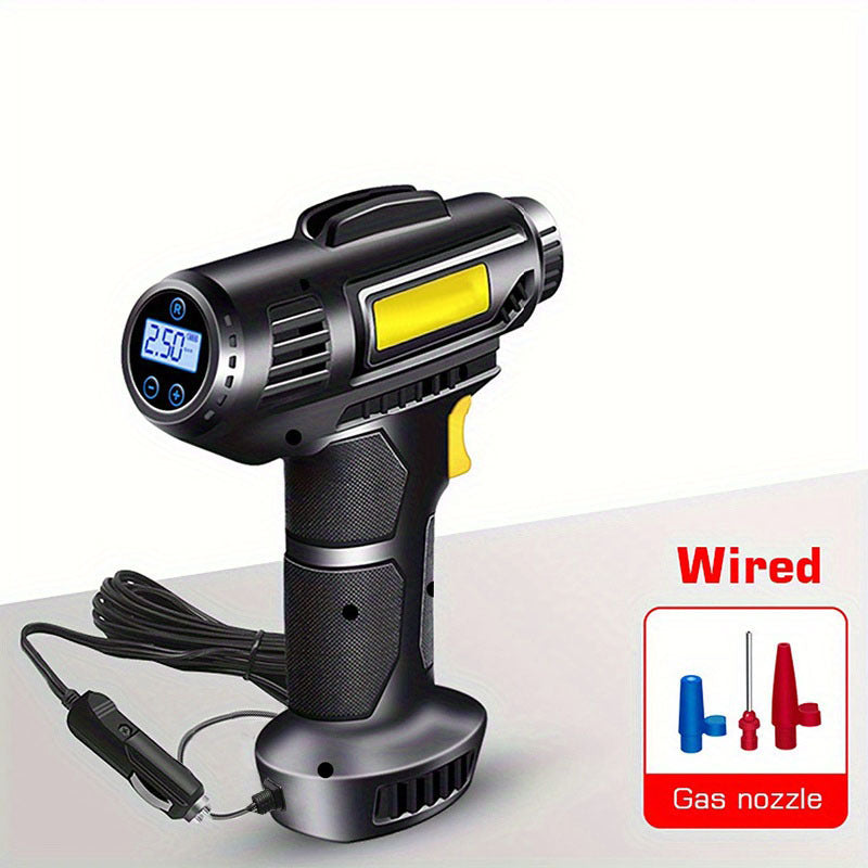 Портативный автомобильный компрессор для накачки шин, беспроводной и проводной, светодиодный фонарь