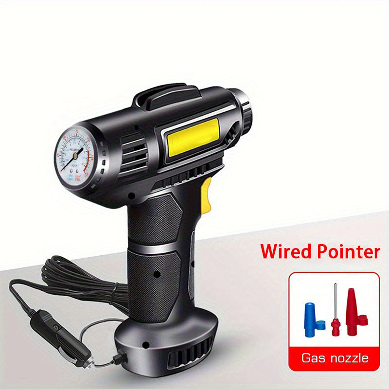 Портативный автомобильный компрессор для накачки шин, беспроводной и проводной, светодиодный фонарь