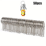Set of 50 Alloy Key Rings Keychain with Link Chain for Crafting and DIY Projects