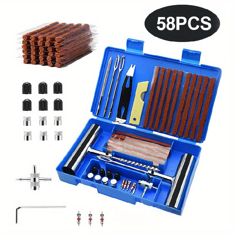 Multi-Purpose Tire Repair Kit for Car Motorcycle Bike Tubeless Puncture Set