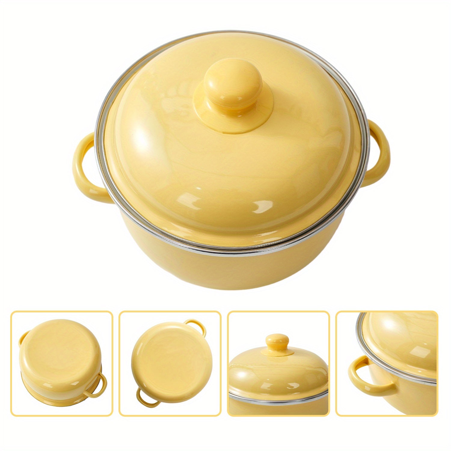 Enamel Cookware Set Including Soup, Stew, and Boiling Pots for Gas and Electric Stoves