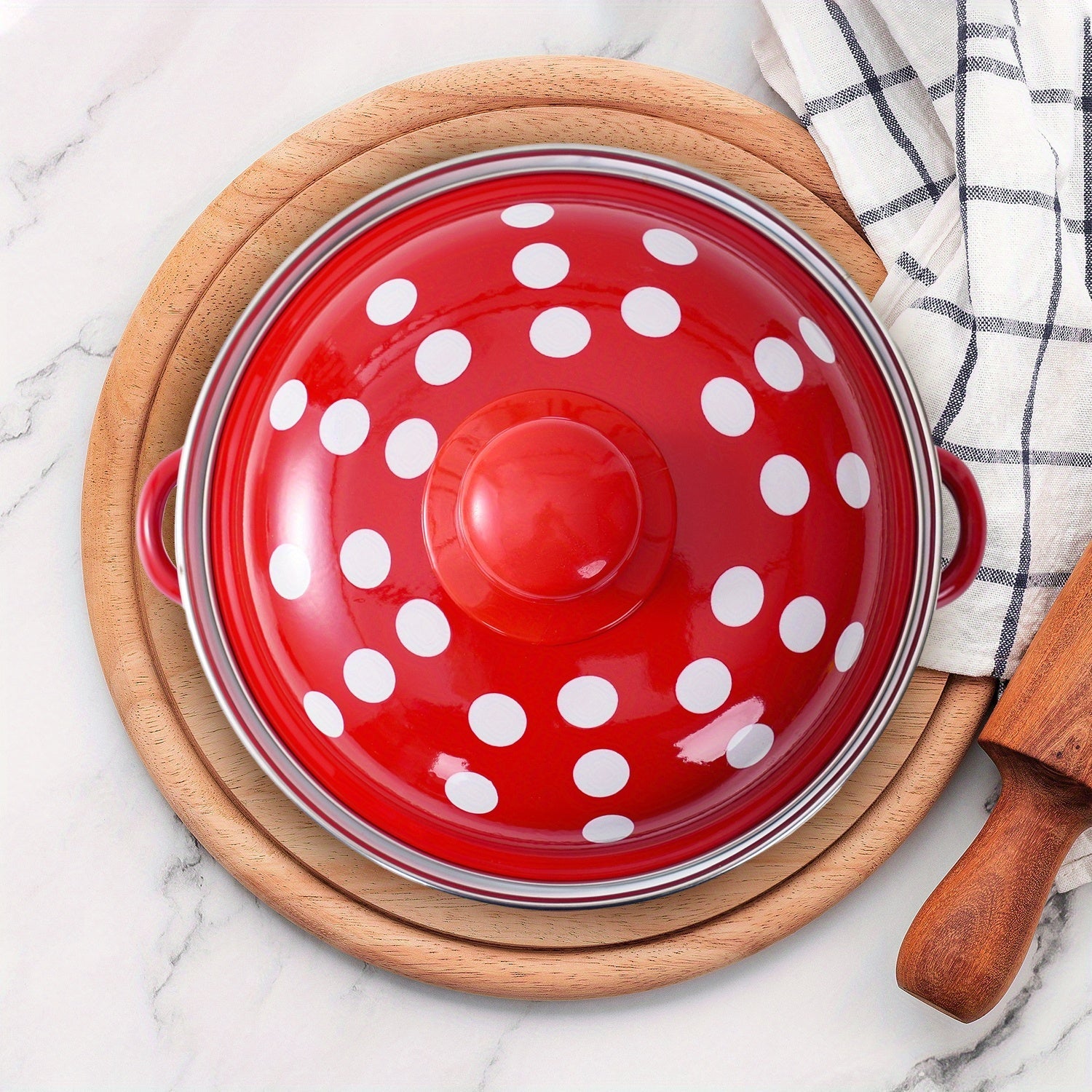 Enamel Cookware Set Including Soup, Stew, and Boiling Pots for Gas and Electric Stoves