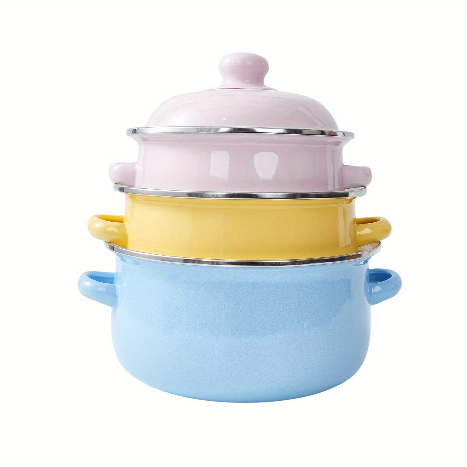 Enamel Cookware Set Including Soup, Stew, and Boiling Pots for Gas and Electric Stoves