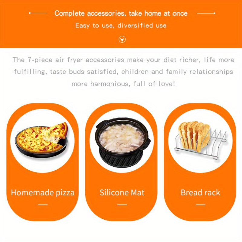 Juego de accesorios para freidora de aire antiadherentes y libres de BPA de 7 piezas para freidoras de 4.8Qt y 6.3Qt