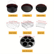 Juego de accesorios para freidora de aire antiadherentes y libres de BPA de 7 piezas para freidoras de 4.8Qt y 6.3Qt