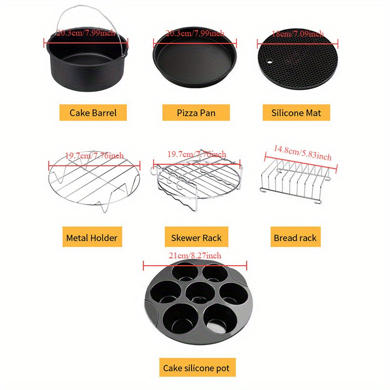 Juego de accesorios para freidora de aire antiadherentes y libres de BPA de 7 piezas para freidoras de 4.8Qt y 6.3Qt
