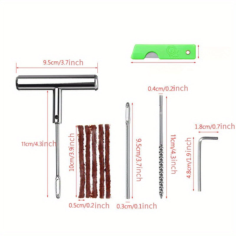 Multi-Purpose Tire Repair Kit for Car Motorcycle Bike Tubeless Puncture Set