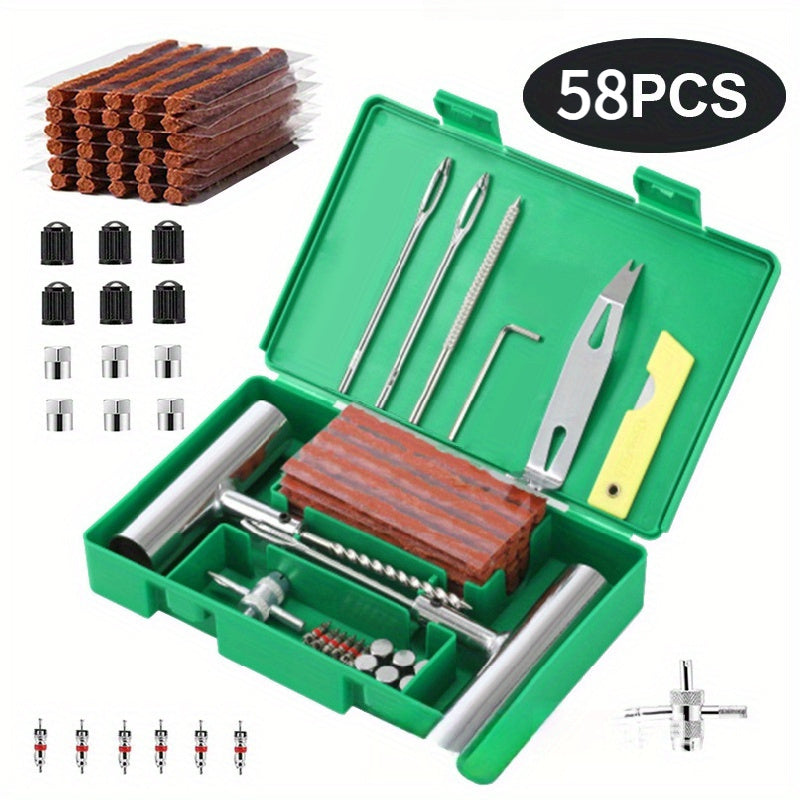 Multi-Purpose Tire Repair Kit for Car Motorcycle Bike Tubeless Puncture Set