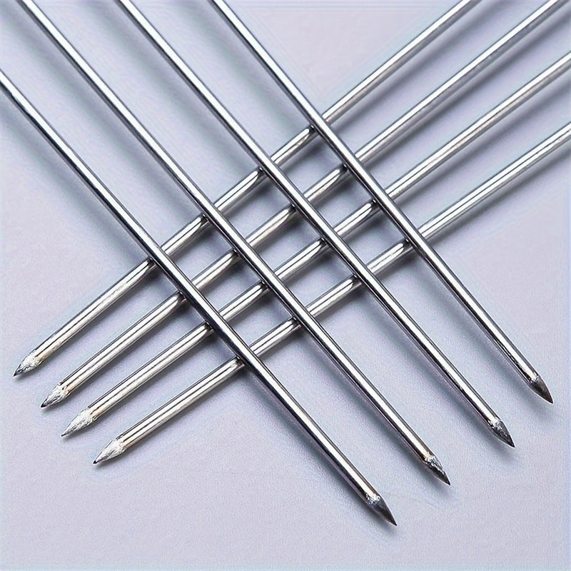 20 Stainless Steel Barbecue Skewers with Wooden Handles for Grilling and Outdoor Cooking