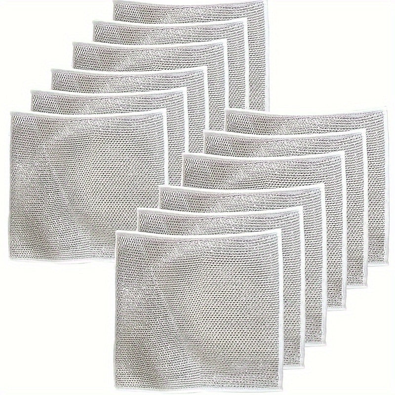 Set of 12 Non-Stick Oil Mesh Dishcloths for Kitchen Cleaning and Stain Removal