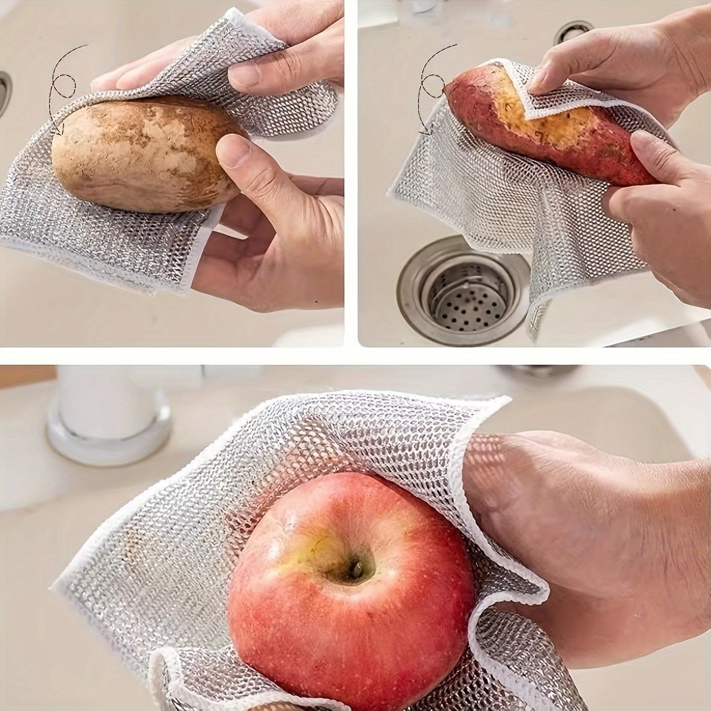 Set of 12 Non-Stick Oil Mesh Dishcloths for Kitchen Cleaning and Stain Removal