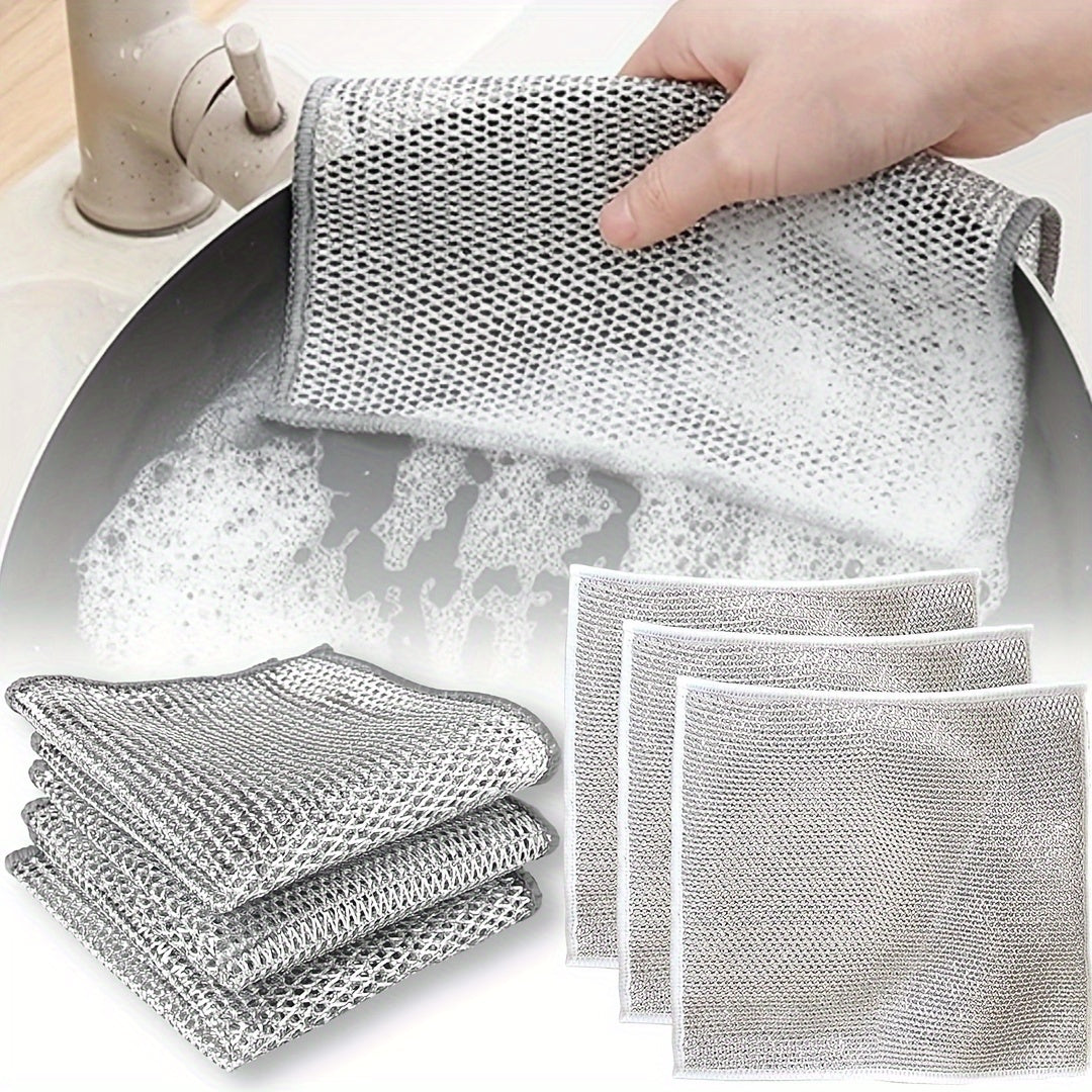 Set of 12 Non-Stick Oil Mesh Dishcloths for Kitchen Cleaning and Stain Removal
