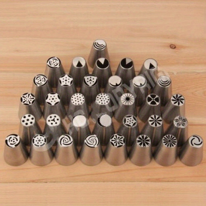 Set of 10 Stainless Steel Icing Nozzles for Cake Decorating, Piping Tips for Desserts