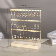 Wooden Earring Display Stand with Iron Hanging Jewelry Organizer for Studs
