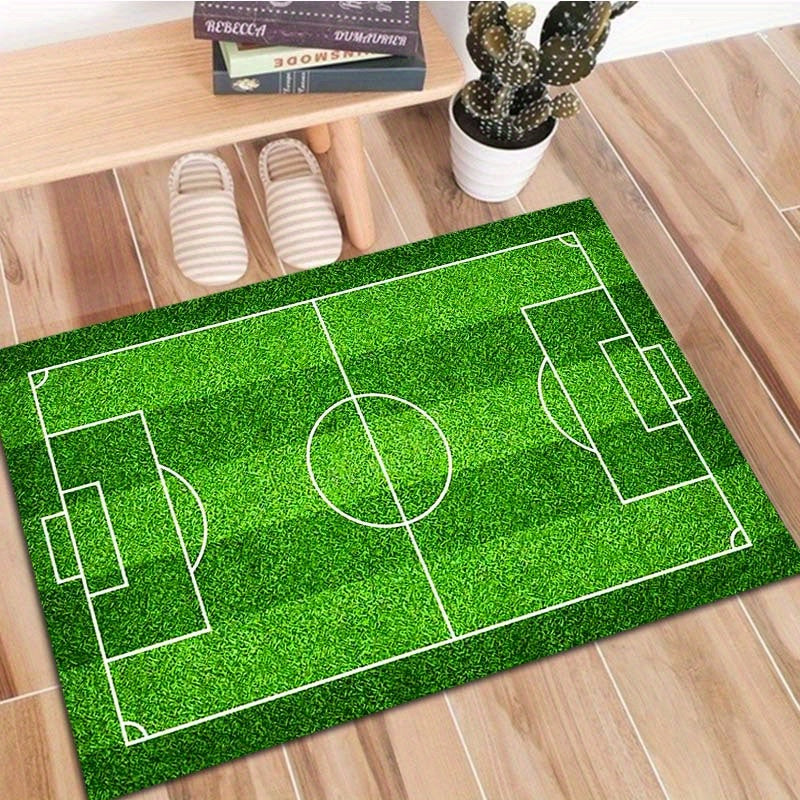 Non-Slip Floor Mat with Football Court Pattern for Bedroom Living Room Bathroom Office