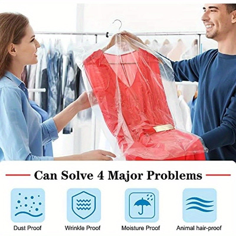20-Piece Clear Plastic Garment Bags 149.99cm for Dry Cleaning Laundry Storage
