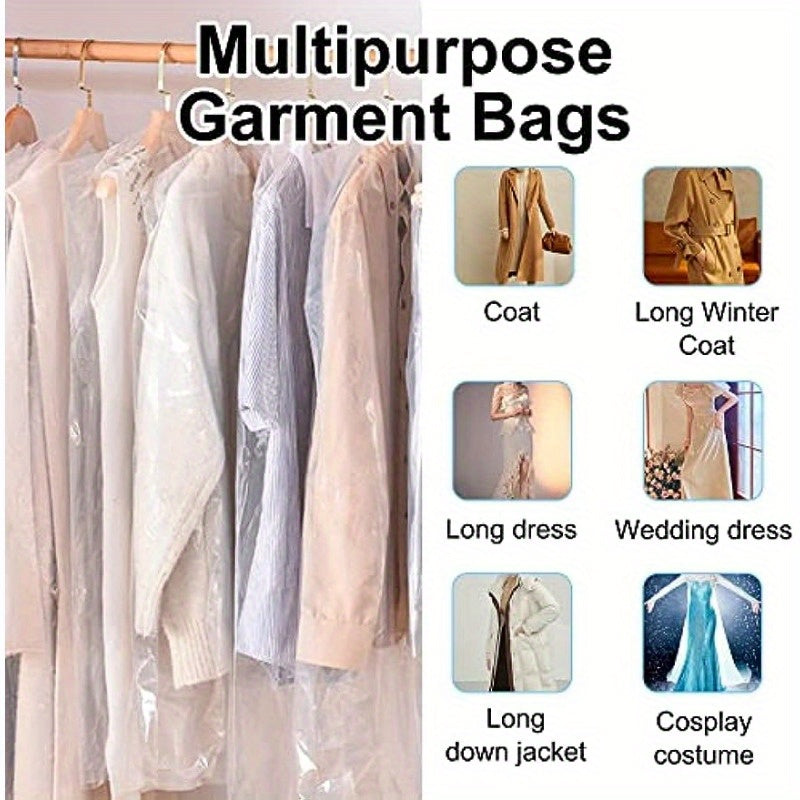 20-Piece Clear Plastic Garment Bags 149.99cm for Dry Cleaning Laundry Storage
