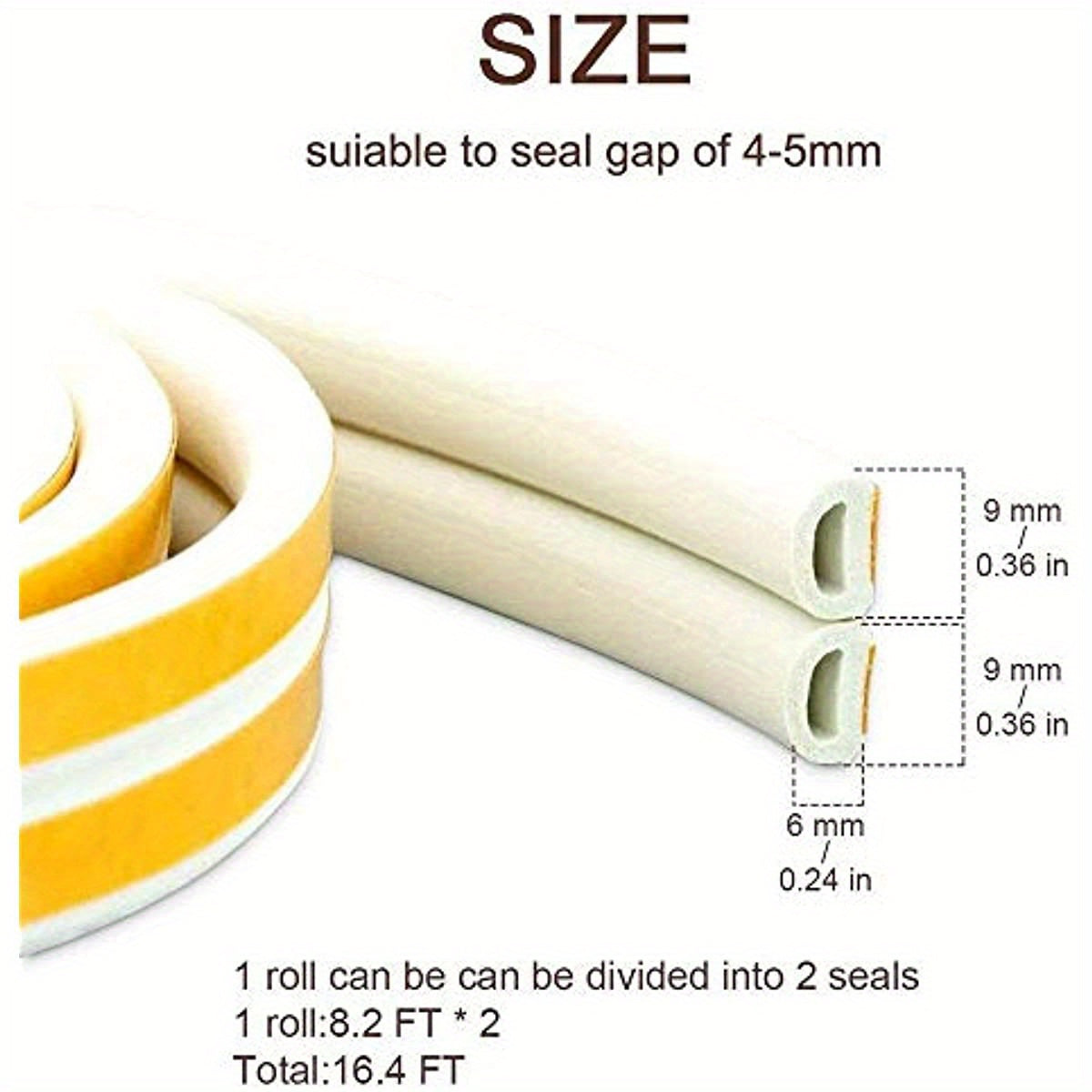 Self-Adhesive Weather Stripping 5.03m Door and Window Seal Noise Reduction Energy Saving