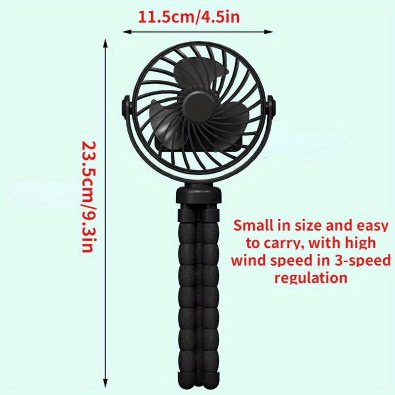 Small Portable Octopus Fan USB Rechargeable Quiet Handheld Desktop with Power Bank