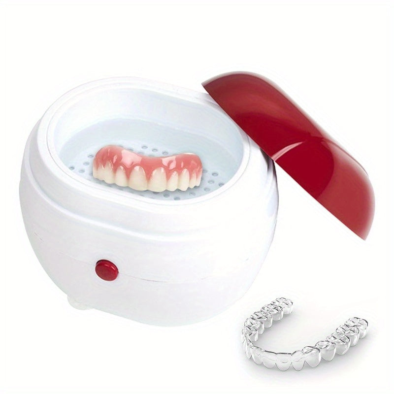 Portable Denture Cleaner Case with Filter for Braces Retainers Jewelry and Oral Hygiene