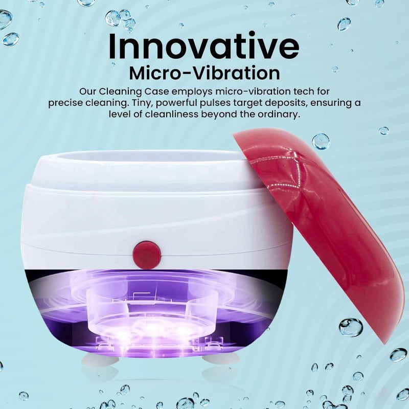 Portable Denture Cleaner Case with Filter for Braces Retainers Jewelry and Oral Hygiene