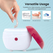 Portable Denture Cleaner Case with Filter for Braces Retainers Jewelry and Oral Hygiene