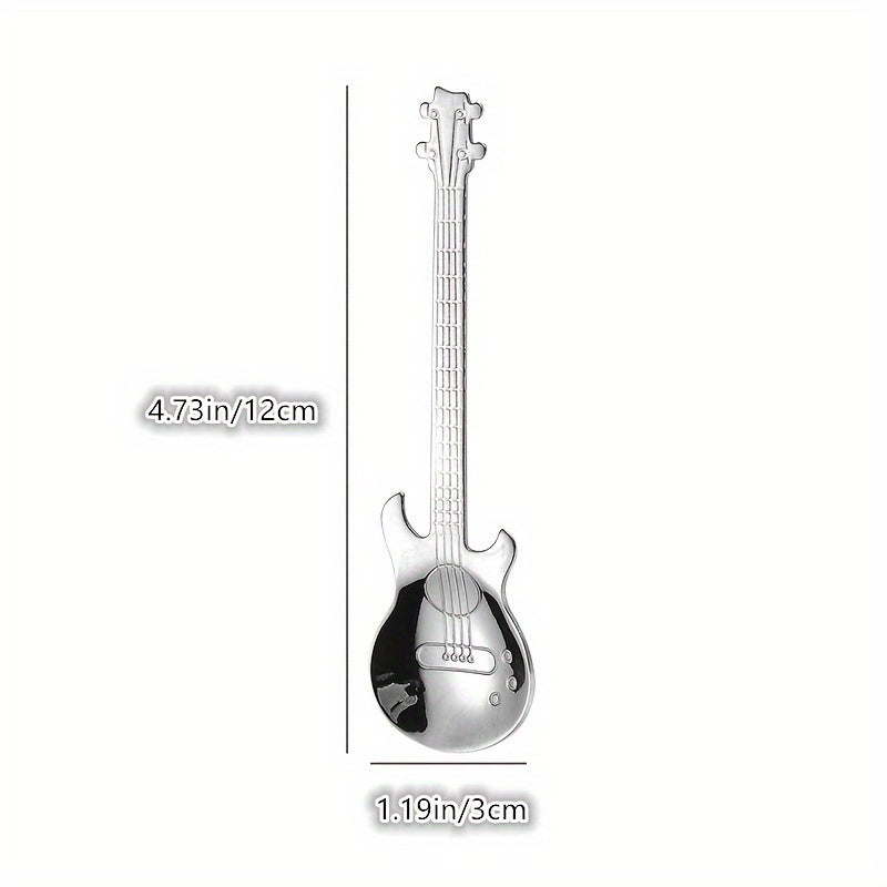 Stainless Steel Guitar-Shaped Spoon for Coffee Tea Desserts Ice Cream