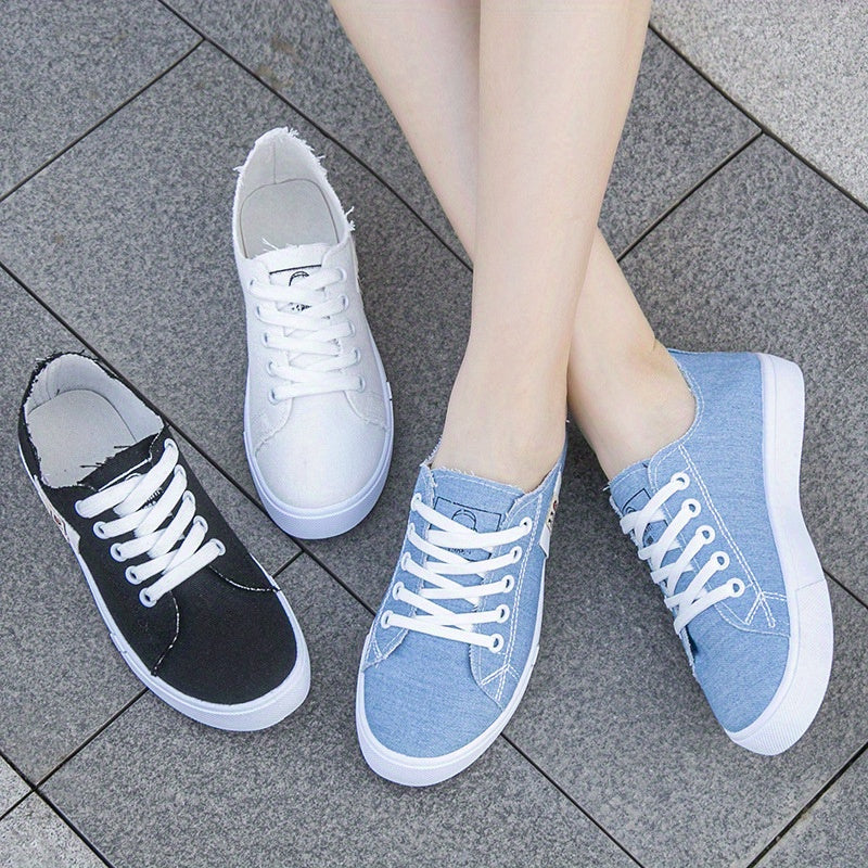 Women's Canvas Sneakers Low-Top Lightweight Casual Lace-Up All-Season Fabric