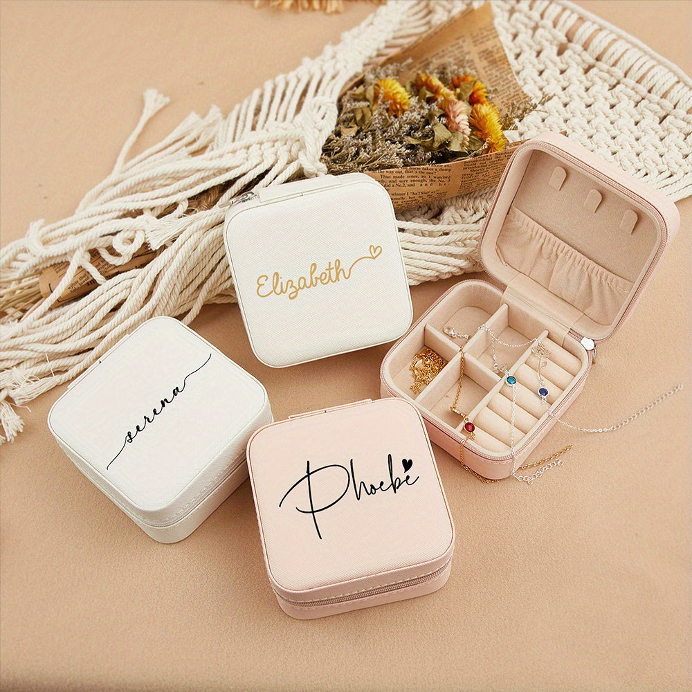 Персонализированная шкатулка для украшений для женщин, кожаное путешественническое хранение, подарок для мамы, подруги по свадьбе