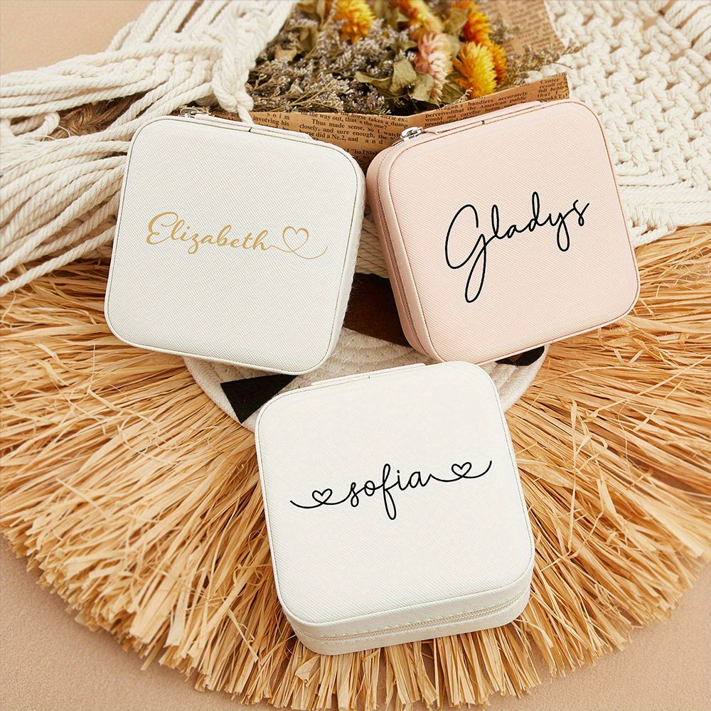 Персонализированная шкатулка для украшений для женщин, кожаное путешественническое хранение, подарок для мамы, подруги по свадьбе
