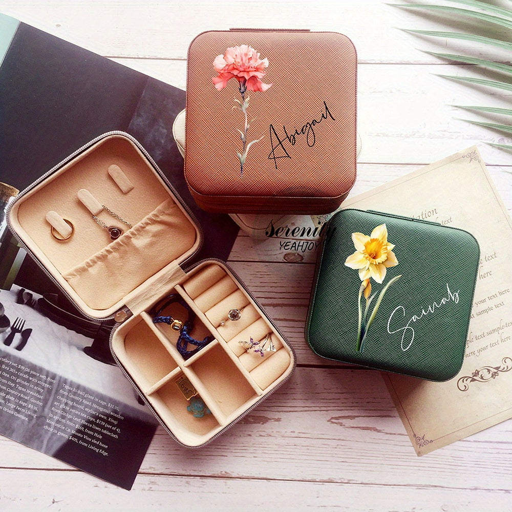 Персонализированная шкатулка для цветов и украшений для женщин, органайзер для хранения, подарок на день рождения и особые случаи