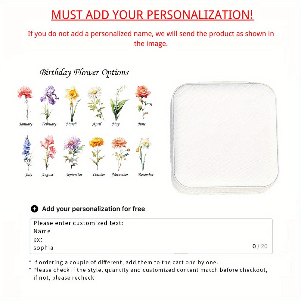 Персонализированная шкатулка для цветов и украшений для женщин, органайзер для хранения, подарок на день рождения и особые случаи