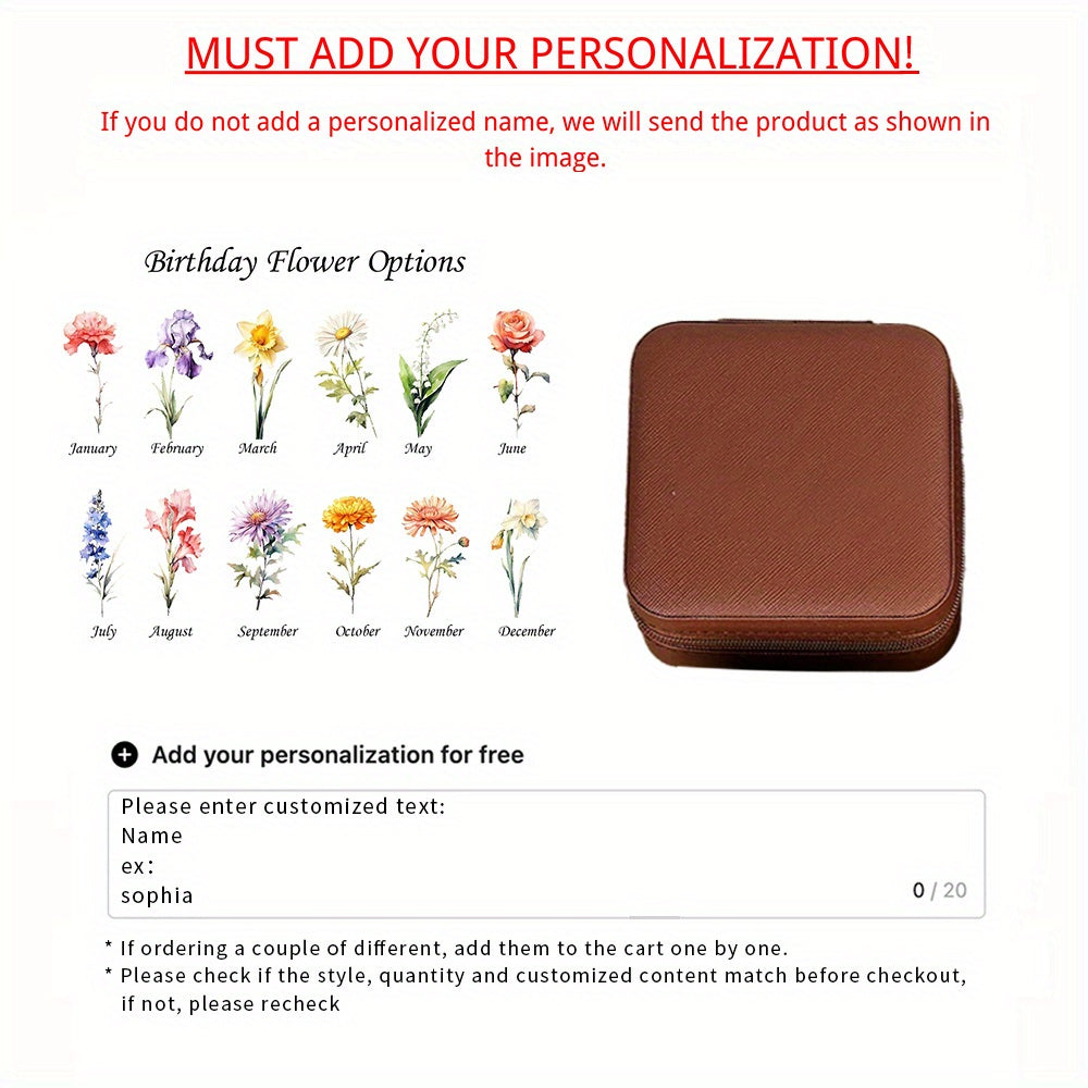 Персонализированная шкатулка для цветов и украшений для женщин, органайзер для хранения, подарок на день рождения и особые случаи
