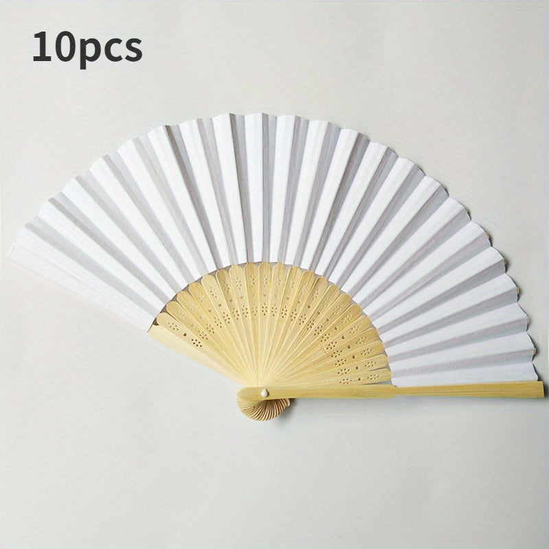 Pack of 10 Foldable Paper Fans for Parties and Events
