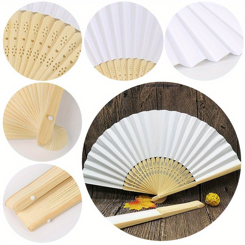 Pack of 10 Foldable Paper Fans for Parties and Events