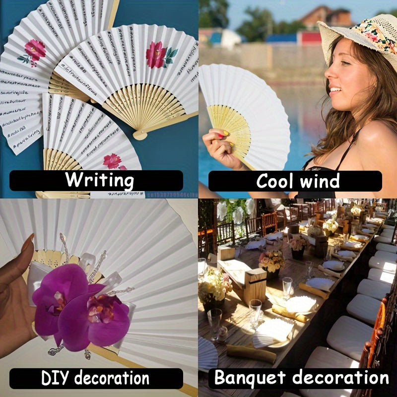 Pack of 10 Foldable Paper Fans for Parties and Events